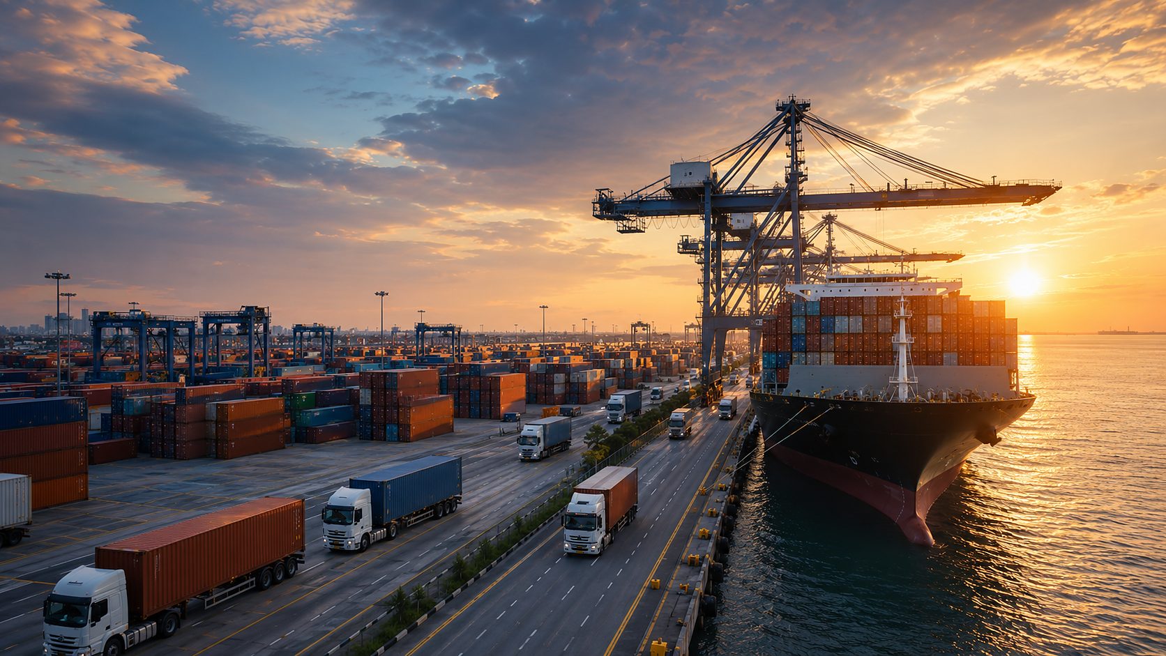 Container port and cargo vessel